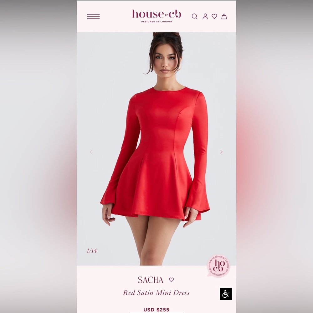 House of CB Red Satin Mini Dress